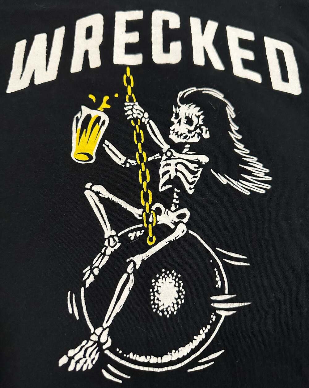Beer Savage Wrecked Skeleton Graphic T-Shirt, Size XL